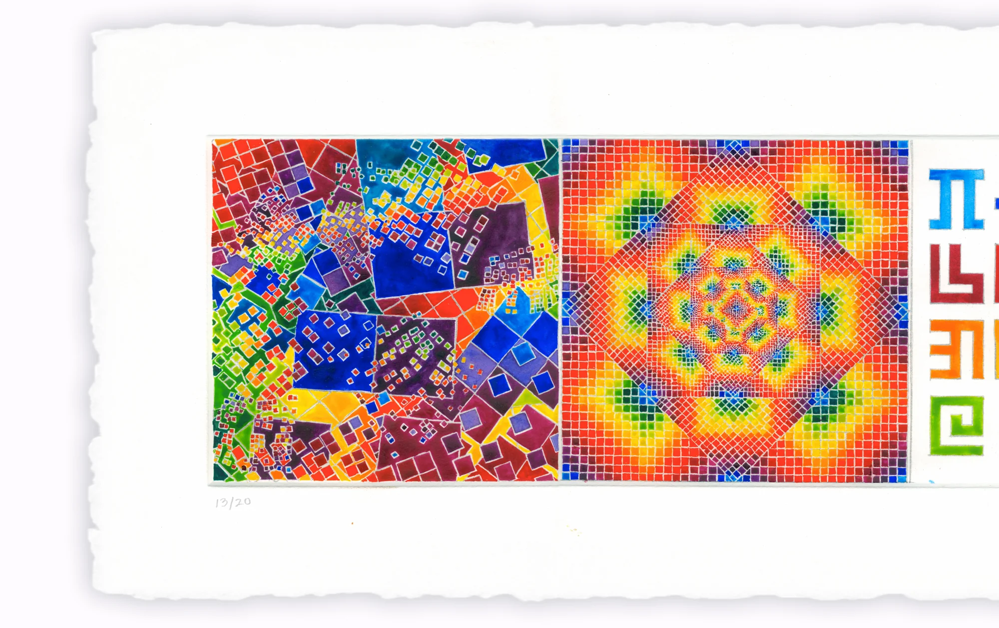 Chaos, Order & Secret Writing - Hand Painted Etching - Image 2