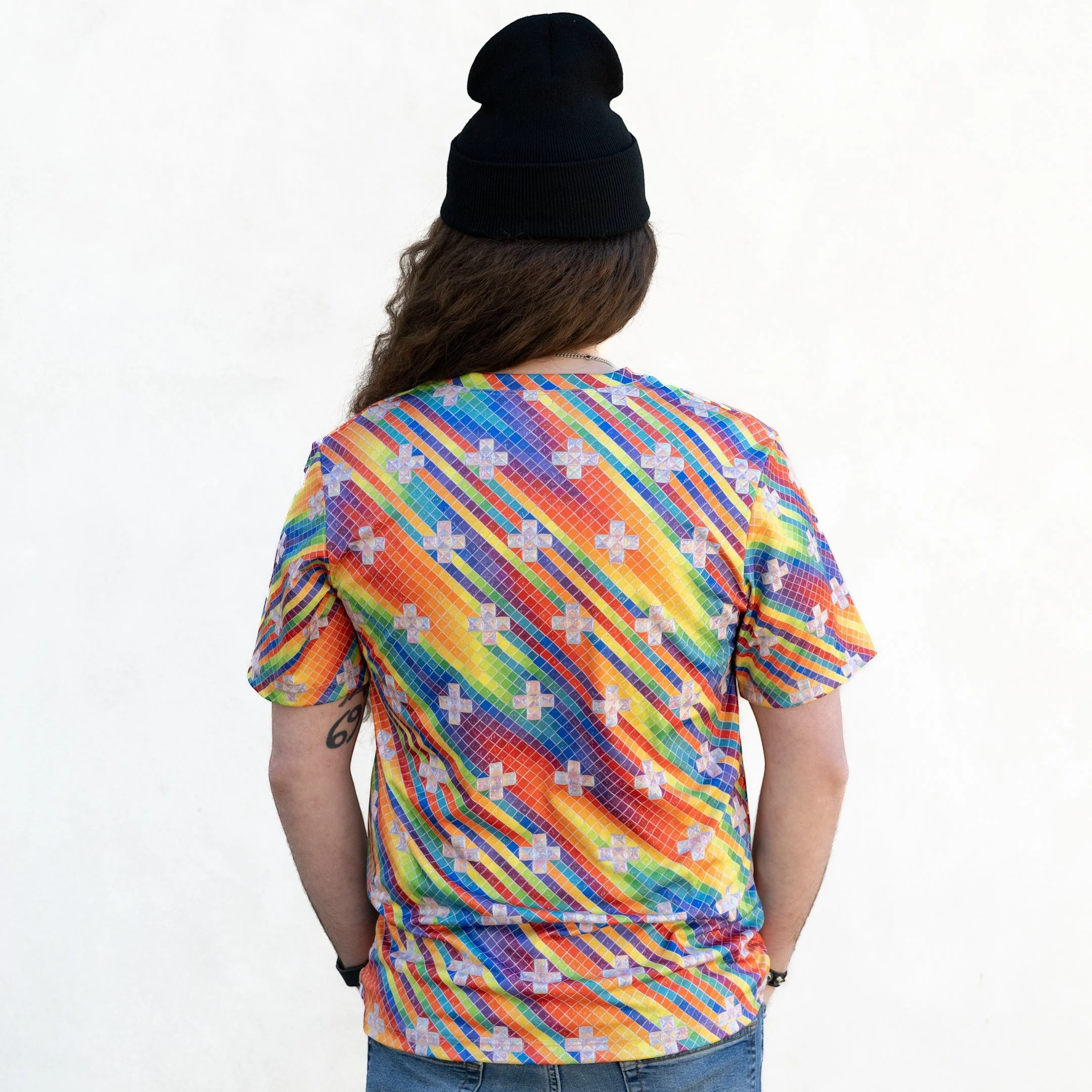 Pearlescent Crossfield in Spectral Rain - Dye Sub Tee - Image 3